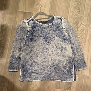 Nic + Zoe Women’s Blue and White Long Sleeve Shirt Size: L